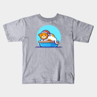 Cute Cat Sleeping Cartoon Vector Icon Illustration Kids T-Shirt